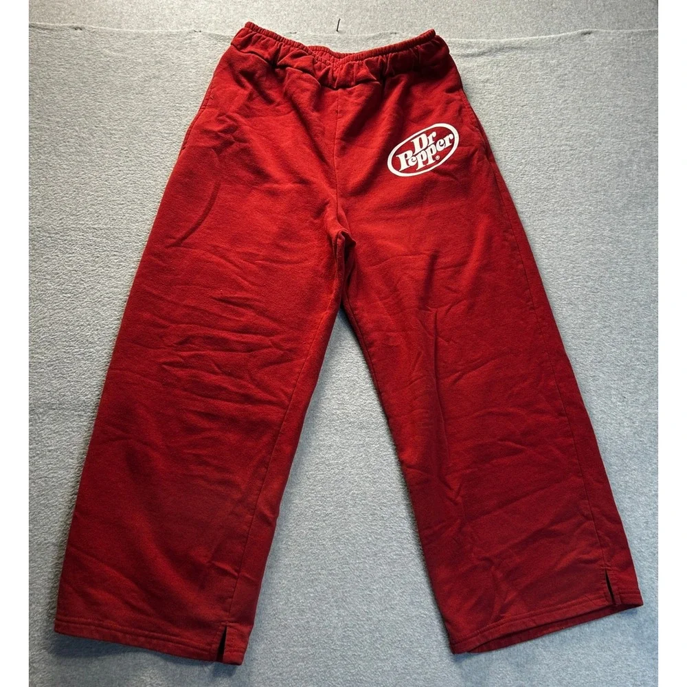 Dr Pepper Lounge Pants Red Sweatpants Unisex Large Wide Leg Logo Graphic